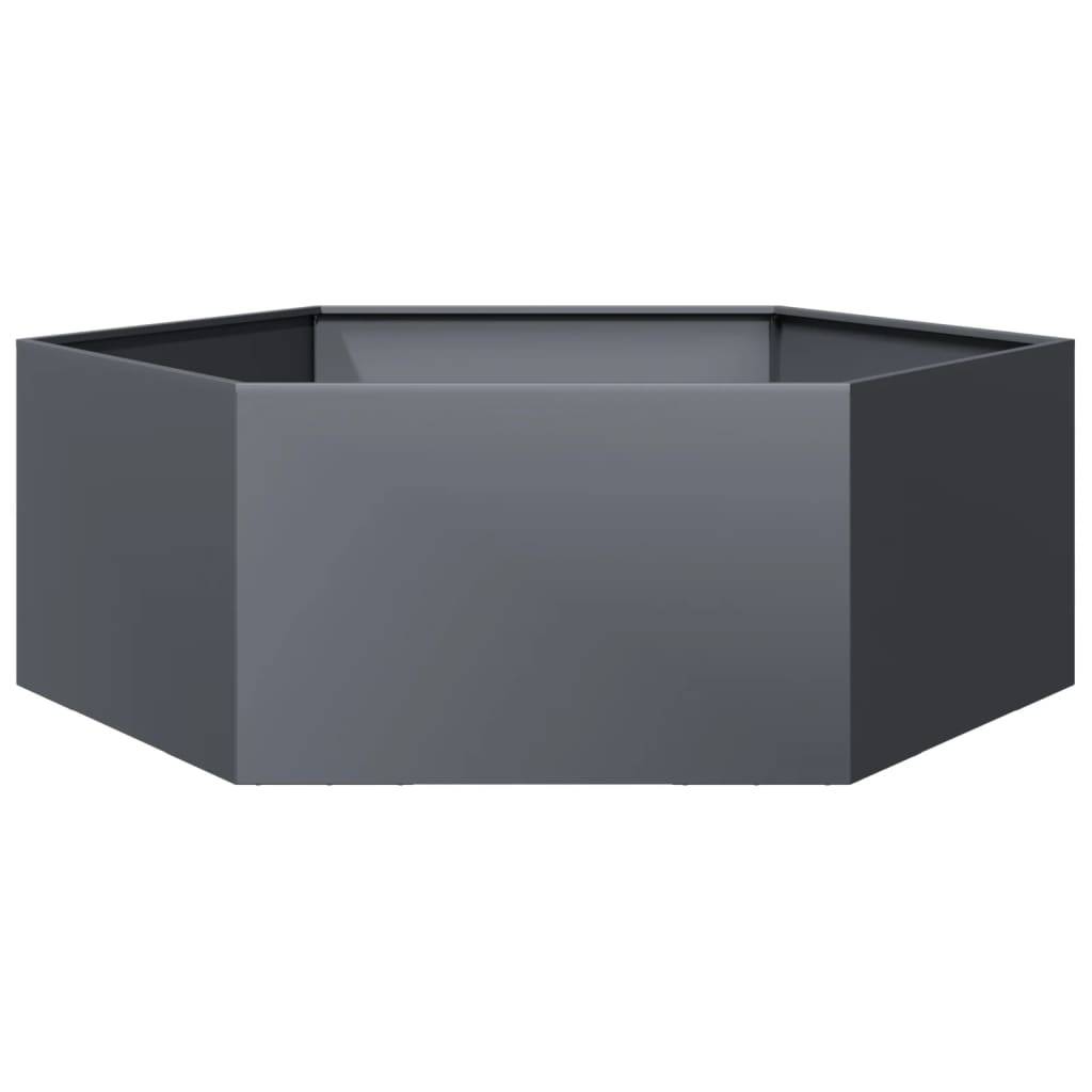 Jardinière - Bac à fleurs - Pot de fleurs anthracite hexagone 138x120x45 cm acier - Image 5