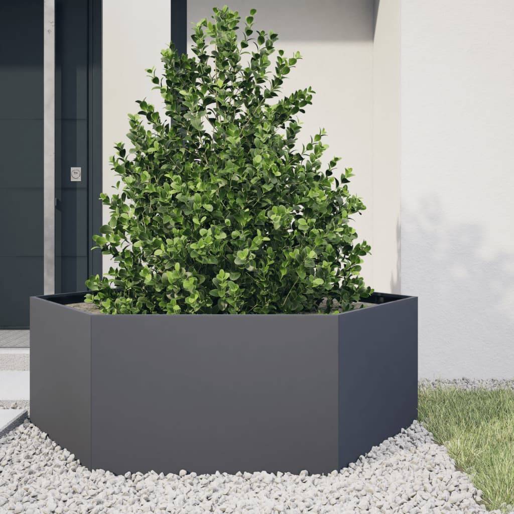 Jardinière - Bac à fleurs - Pot de fleurs anthracite hexagone 138x120x45 cm acier - Image 2