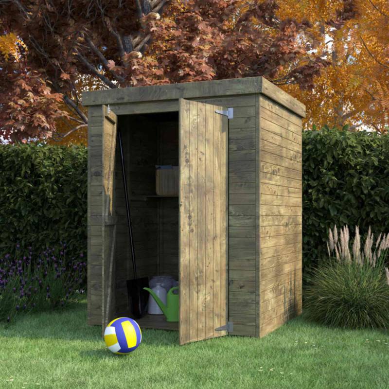 Armoire de jardin en bois traité à toit plat av plancher Theofil - Image 6
