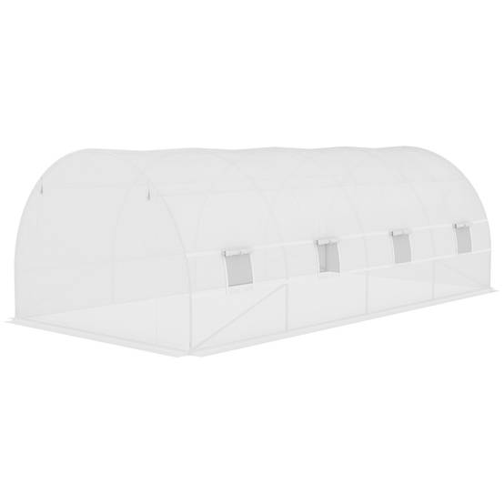 Outsunny - Bâche de rechange serre tunnel 18 m², bâche dim. 6L x 3l x 2H m PE anti-UV imperméable 12 fenêtres + porte enroulable zippée blanc - Outsunny - Image 7