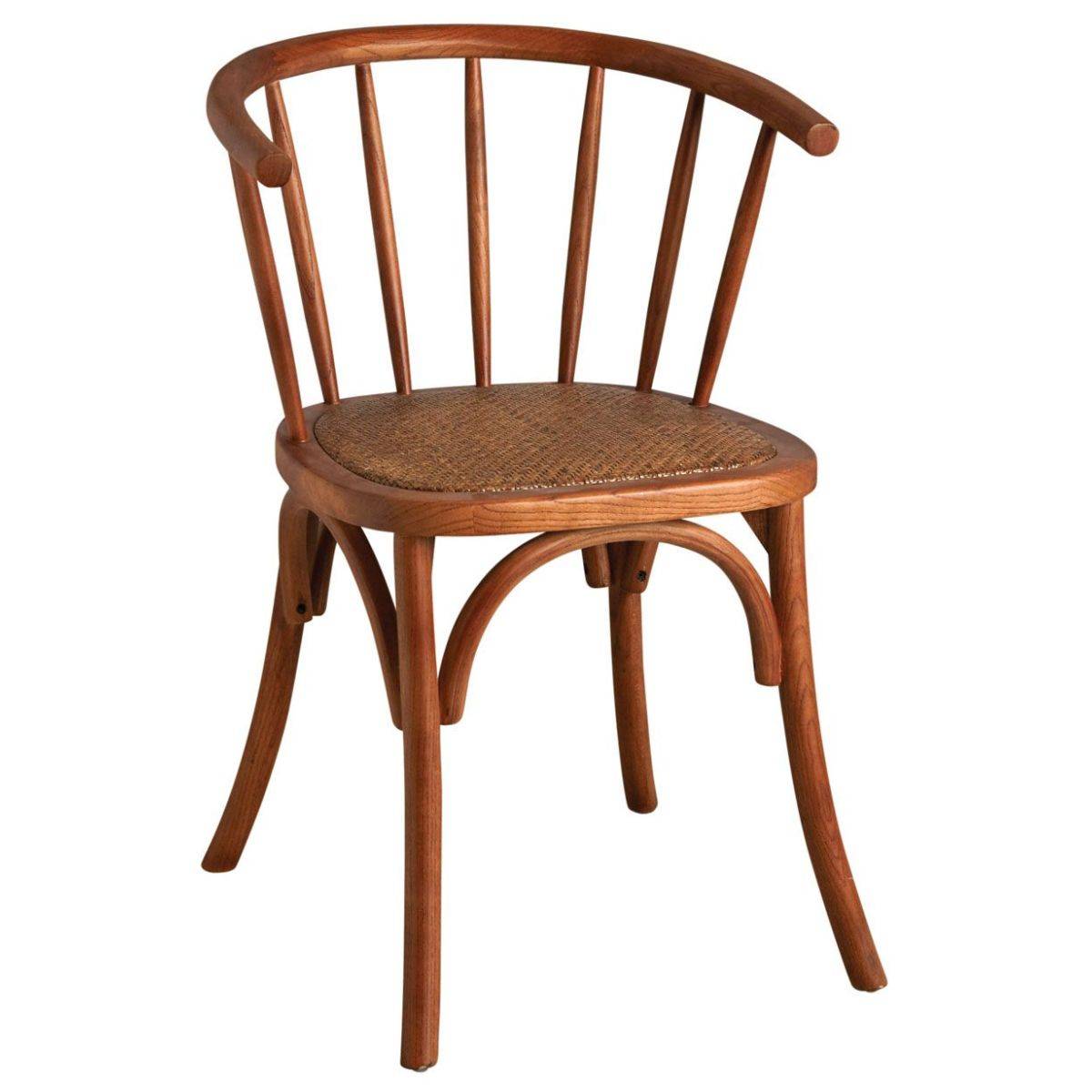 Aubry Gaspard - Chaise en hêtre et rotin, avec dossier rond - Image 1