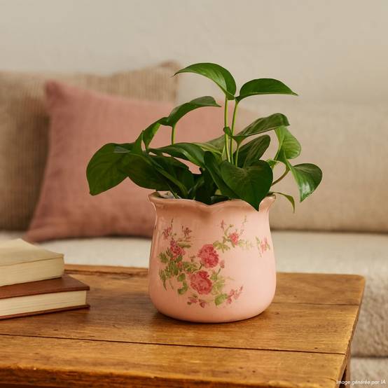 Cache-pot en céramique rose Ø.15.5 x 14.5 cm Chemin de campagne - Image 2