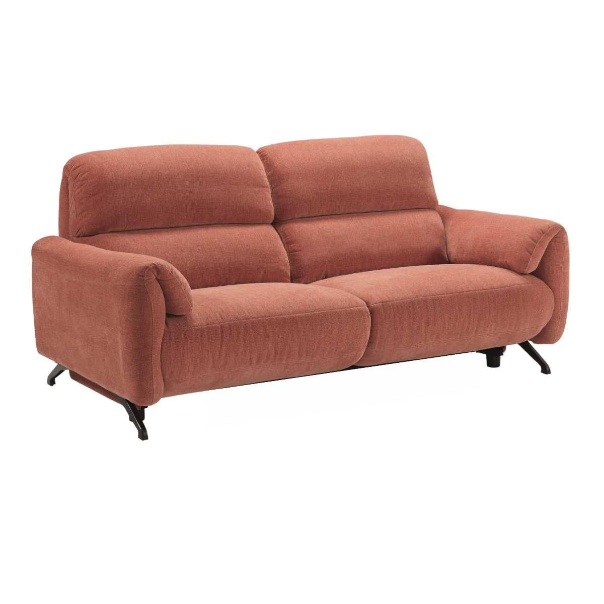 ALTOBUY - Canapé relax électrique 3 places tissu polyester terracotta - MALKO - Image 1