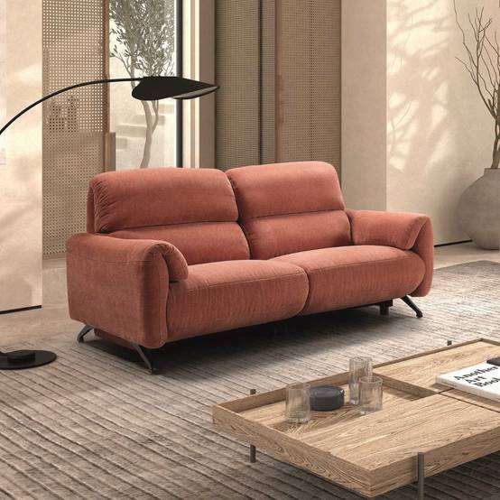 ALTOBUY - Canapé relax électrique 3 places tissu polyester terracotta - MALKO - Image 2