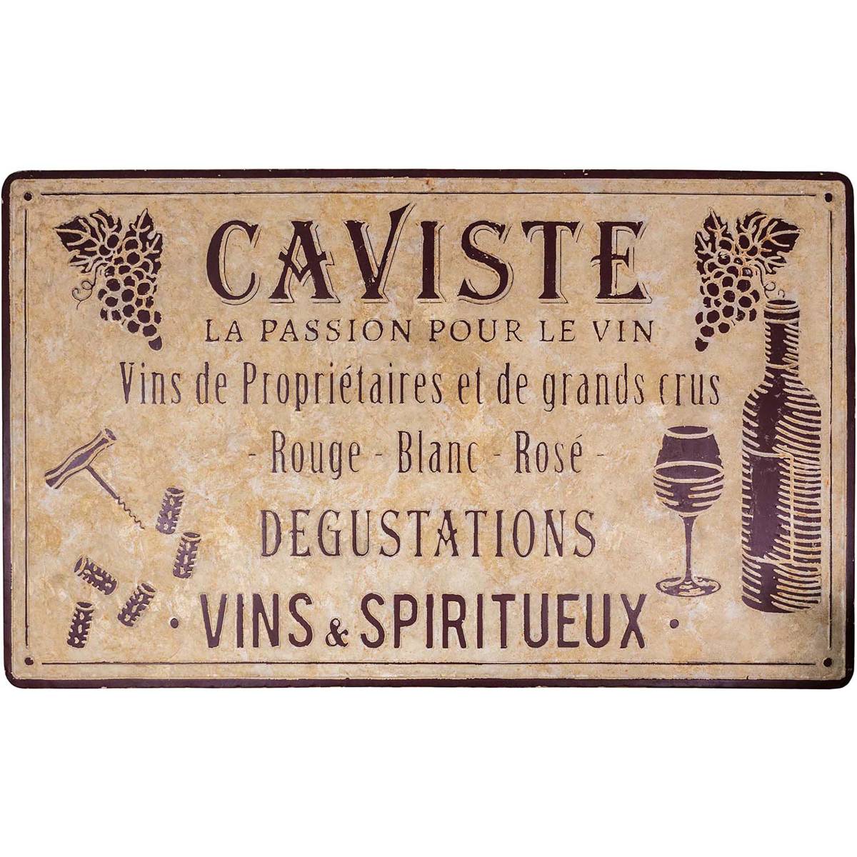 Antic Line Creations - Grande plaque vintage en fer 122,5 x 74 cm Caviste