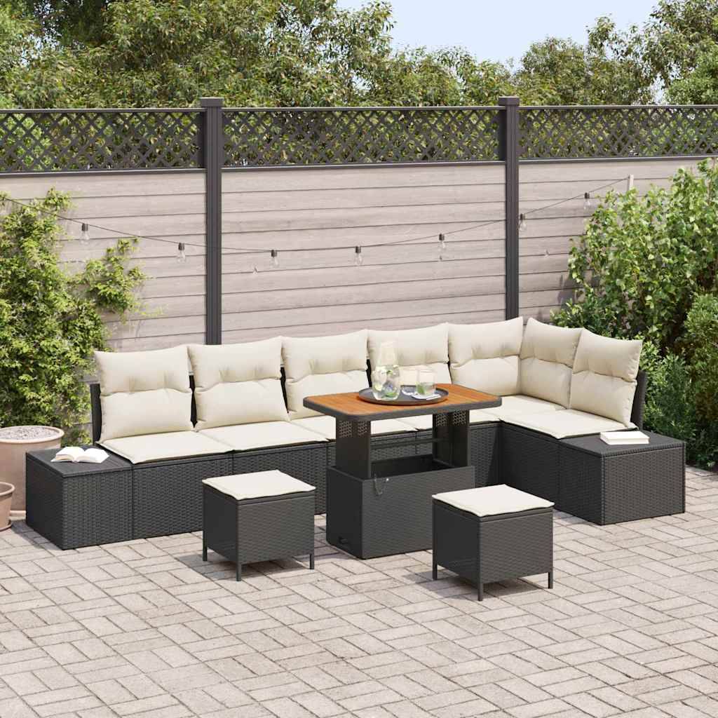 ComfortXL - Salon de jardin d'angle polyrotin et bois d'acacia modulable 8 places terrasse Noir – ComfortXL Outdoor Living - Image 1