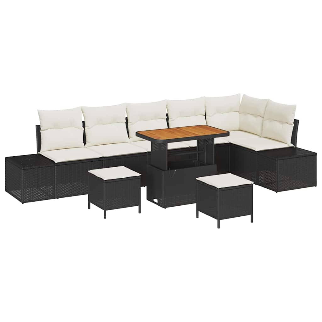 ComfortXL - Salon de jardin d'angle polyrotin et bois d'acacia modulable 8 places terrasse Noir – ComfortXL Outdoor Living - Image 2
