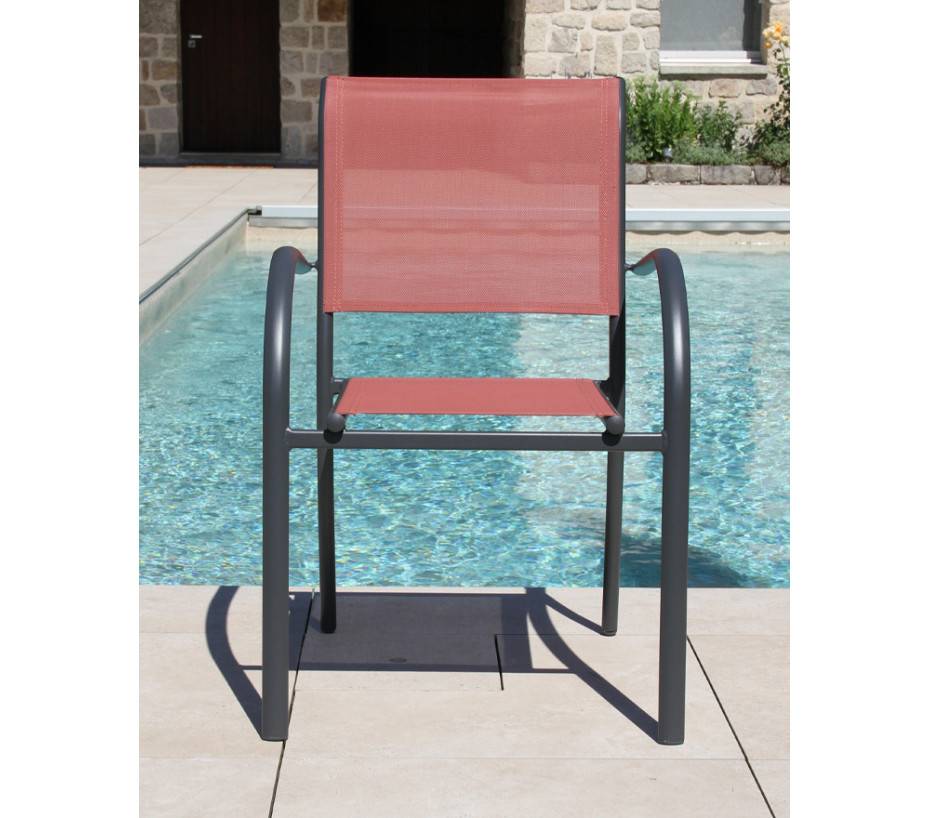 Ozalide - Ensemble table et chaises de jardin 6 places terracotta HONFLEUR BEZIERS ARDOISE - Image 3
