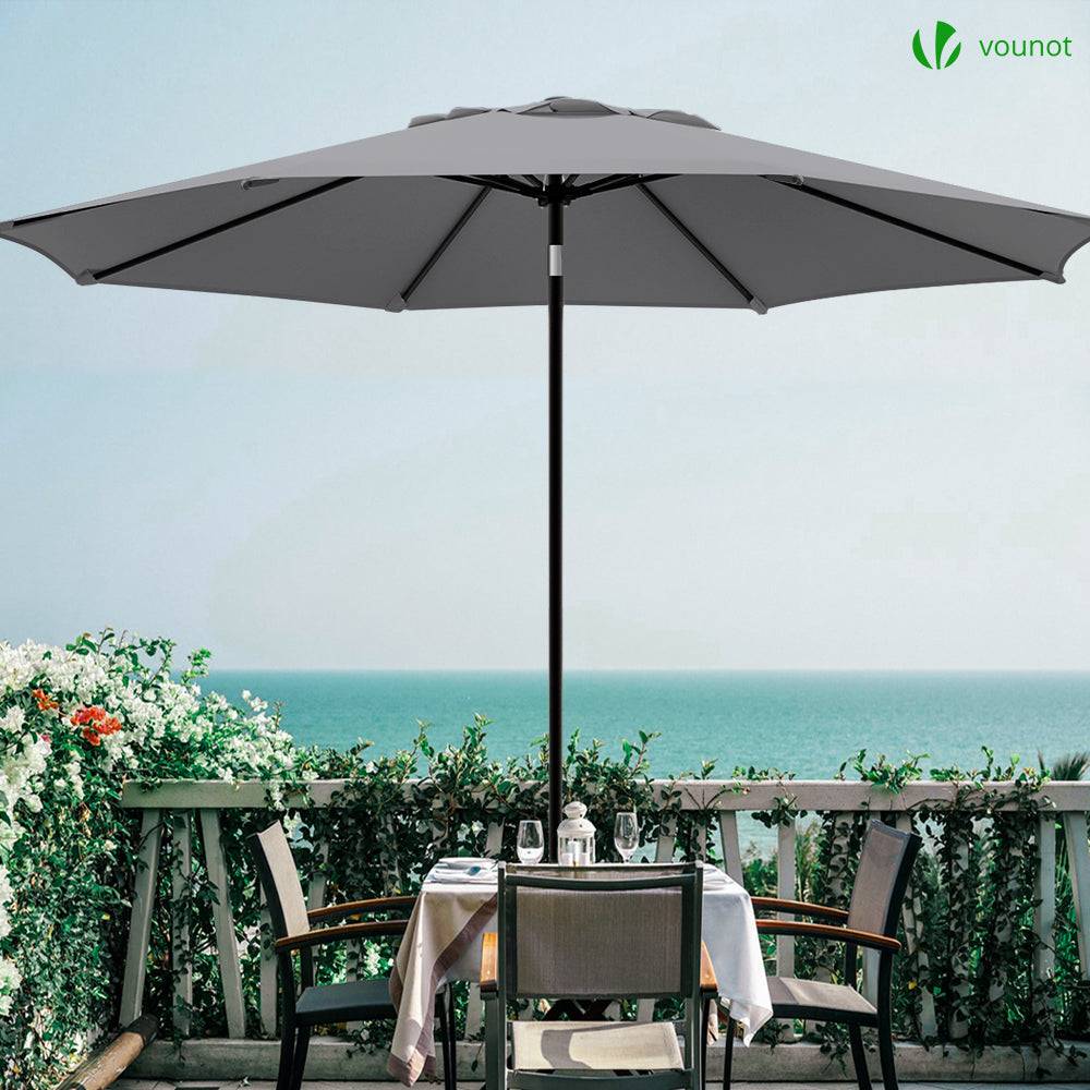 Vounot - Parasol inclinable 2.70 x 2.40m avec housse de protection gris - Image 4