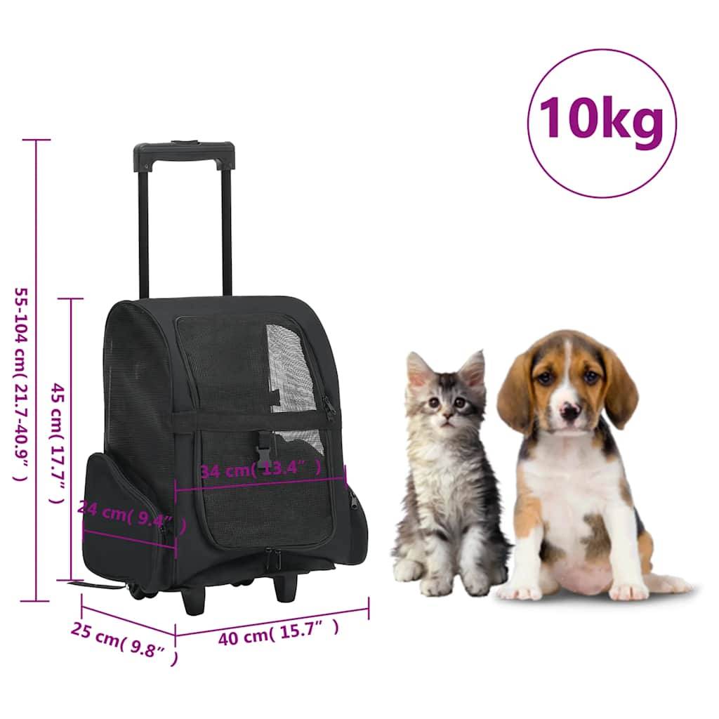 Chariot pour animaux de compagnie tissu et métal noir 40 x 25 x 104 cm - PANGIVO - Image 8