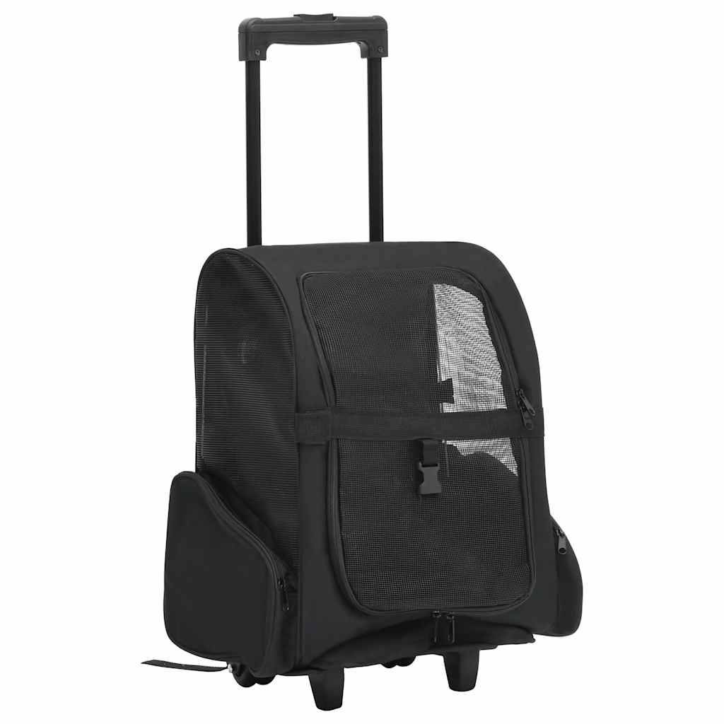 Chariot pour animaux de compagnie tissu et métal noir 40 x 25 x 104 cm - PANGIVO - Image 1