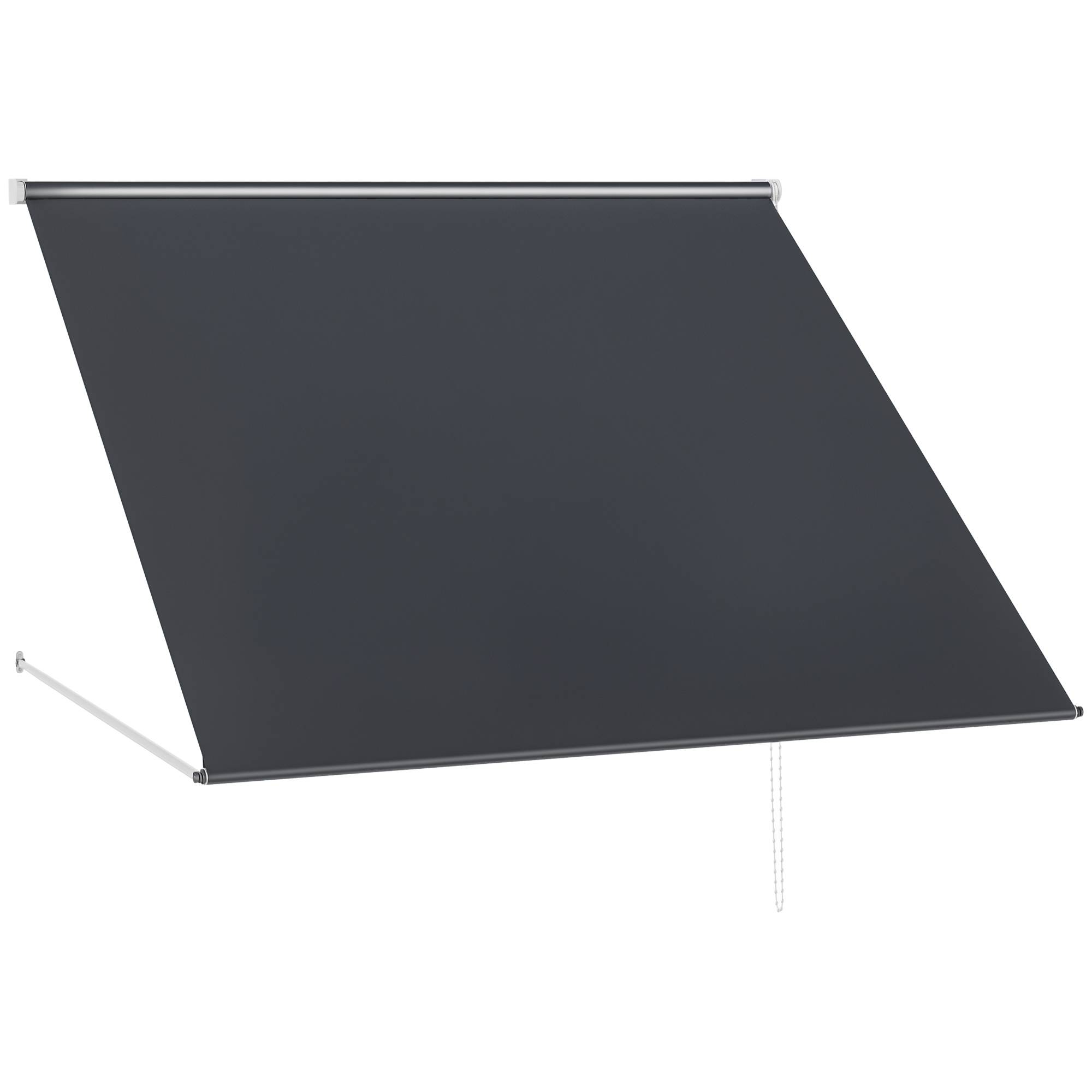Store extérieur rétractable avec structure en aluminium, angle d'inclinaison réglable, anti-UV, 150 x 120 cm, gris foncé - Image 1