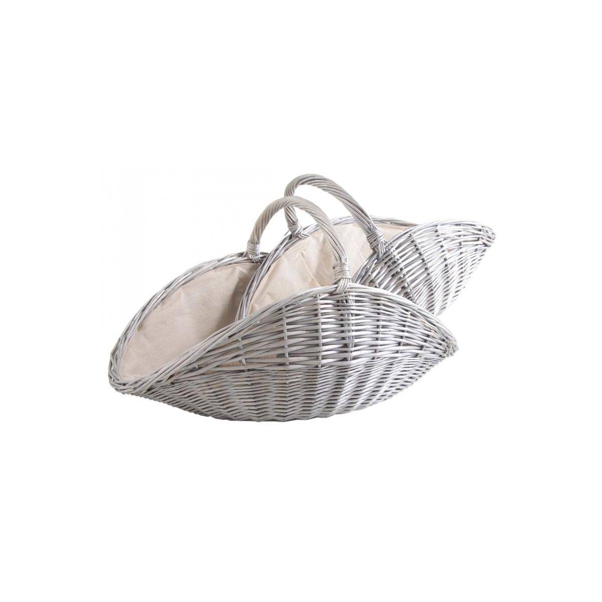 Aubry Gaspard - Paniers à bûches en osier gris et jute (lot de 2) Ovale - Image 1