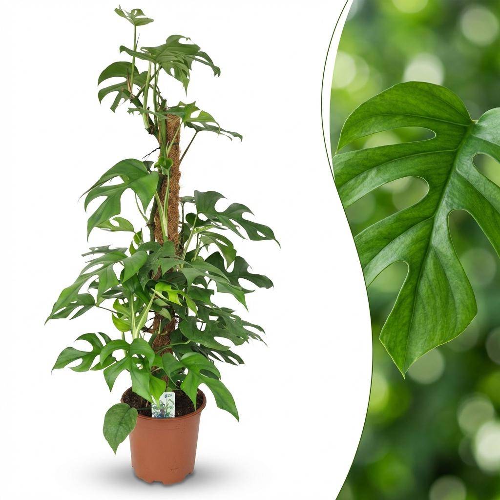 Monstera Minima avec tuteur - Monstera Rhaphidophora tetrasperma - Pot de 19cm - Hauteur 90cm - Sans cache-pot - Plantes d'intérieur - Image 2