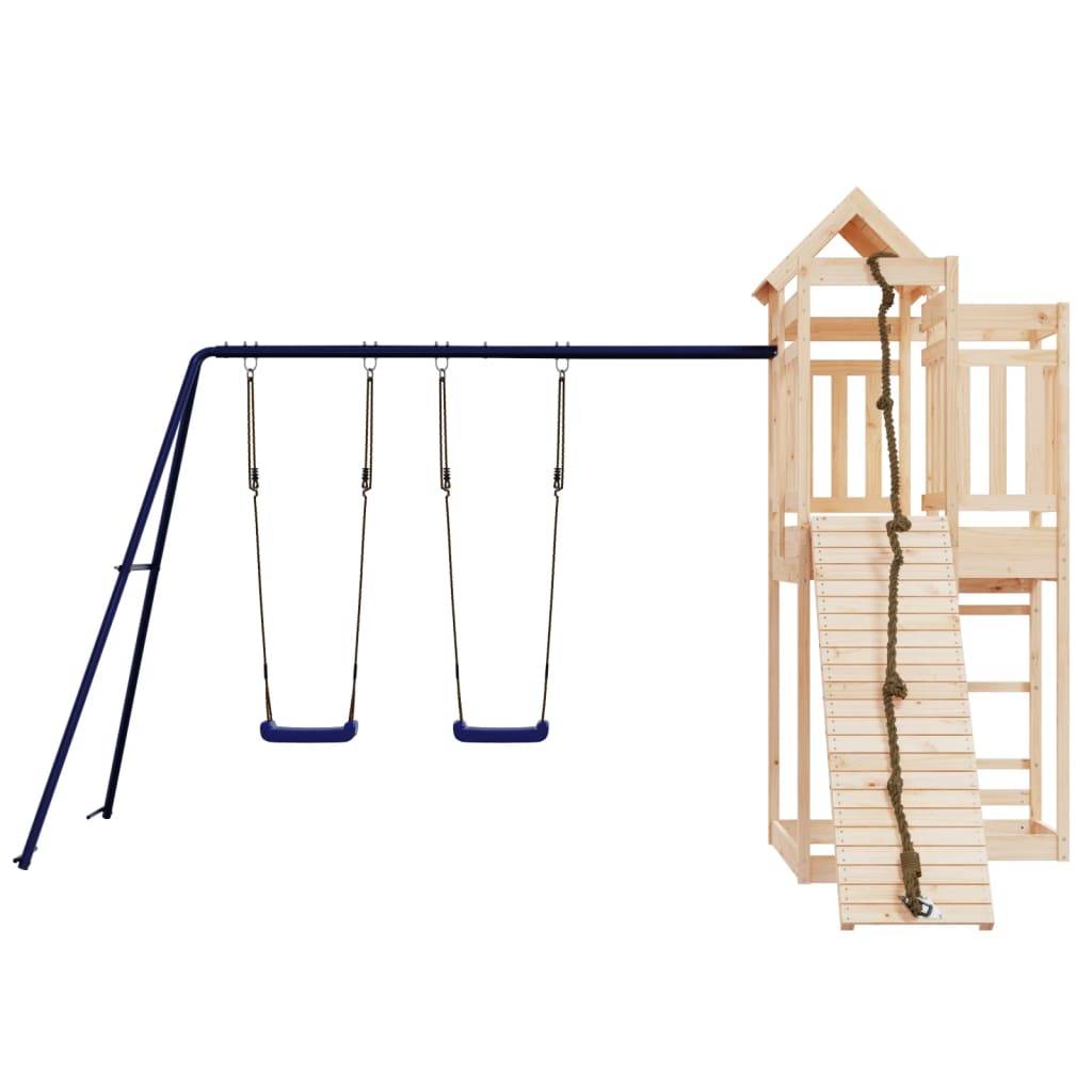 Helloshop26 - Aire de jeux d'extérieur mur d'escalade balançoire robuste jeux jardin 361 x 282 x 238 cm bois de pin massif - Image 3