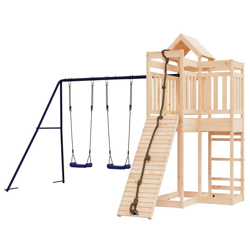 Helloshop26 - Aire de jeux d'extérieur mur d'escalade balançoire robuste jeux jardin 361 x 282 x 238 cm bois de pin massif - Image 1