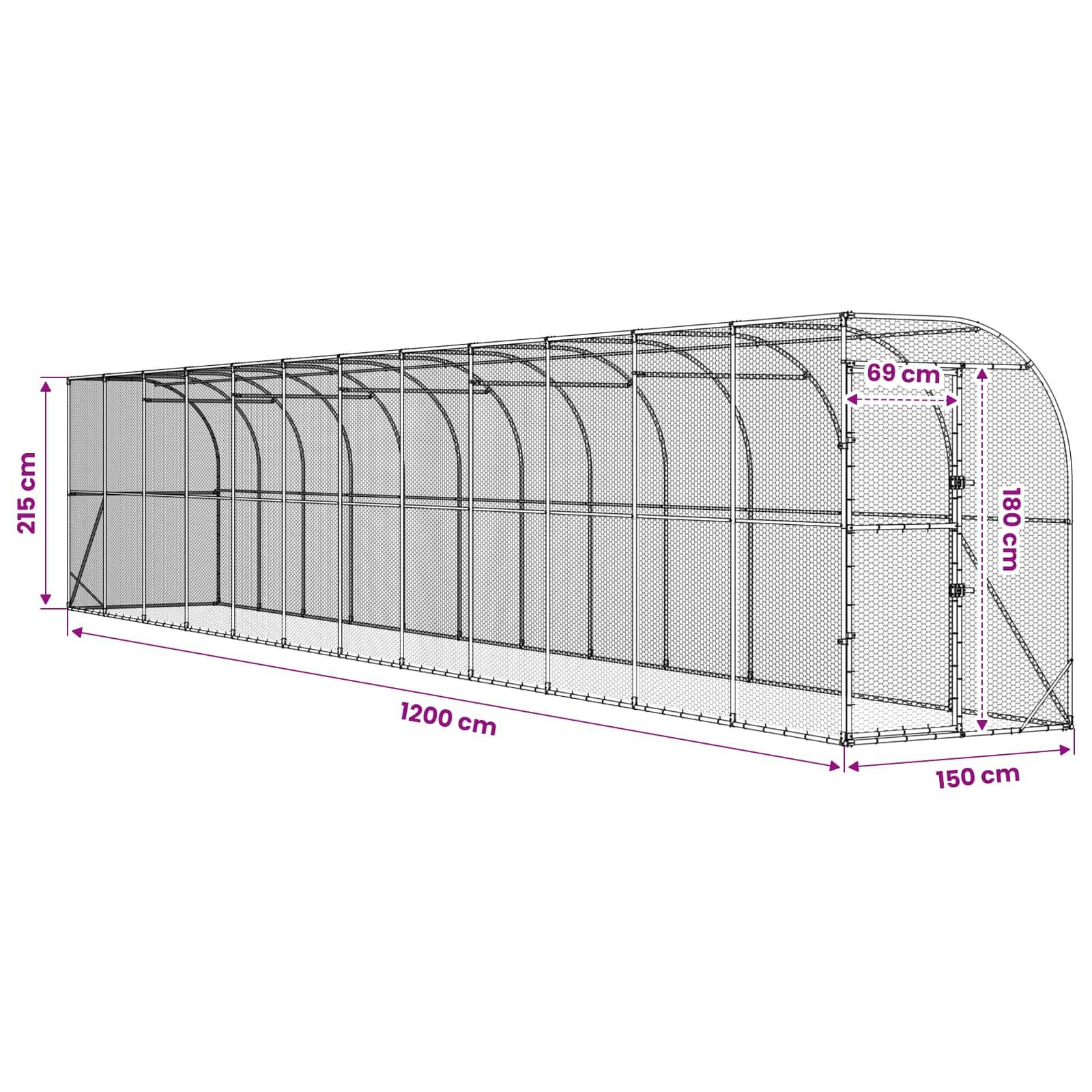 Vidaxl - Poulailler contre le mur Argenté 600 x 150 x 215 cm vidaXL 3434720 - Image 3