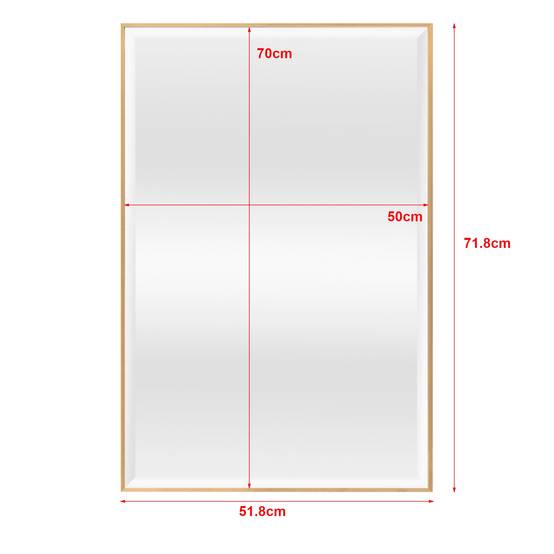 Miroir mural rectangulaire 72 x 52 cm doré - Image 3