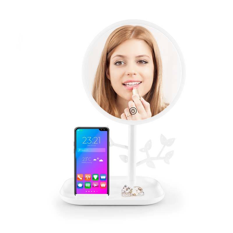 Miroir De Table Blanc Avec Led Et Porte-bijoux Rechargeable Mizo De Yoghi - Image 6