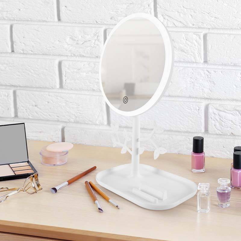 Miroir De Table Blanc Avec Led Et Porte-bijoux Rechargeable Mizo De Yoghi - Image 5