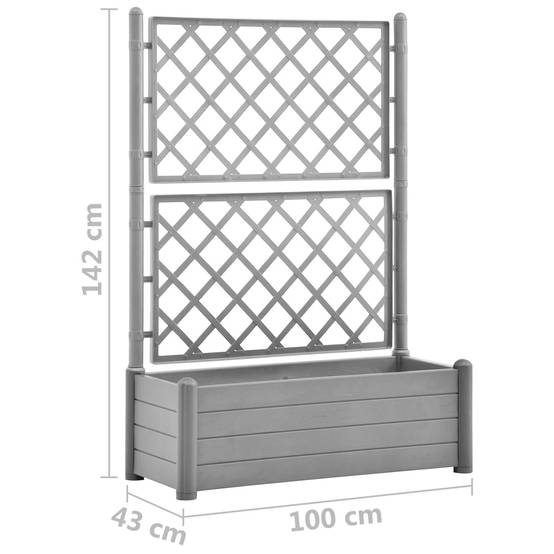 Jardinière, Bac à fleurs, Pot de fleurs avec treillis 100x43x142 cm PP Gris pierre - Image 7