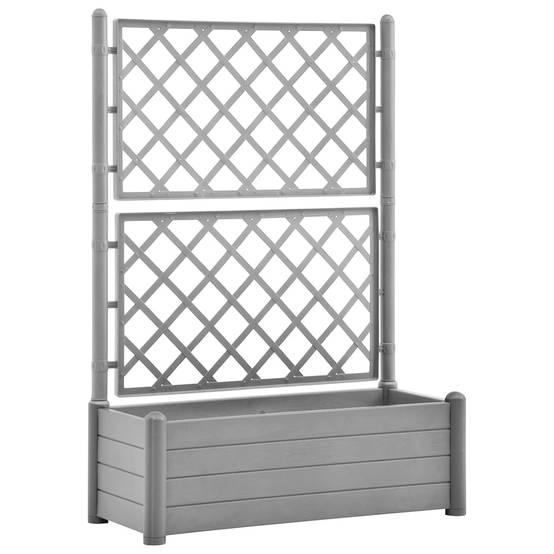 Jardinière, Bac à fleurs, Pot de fleurs avec treillis 100x43x142 cm PP Gris pierre - Image 1