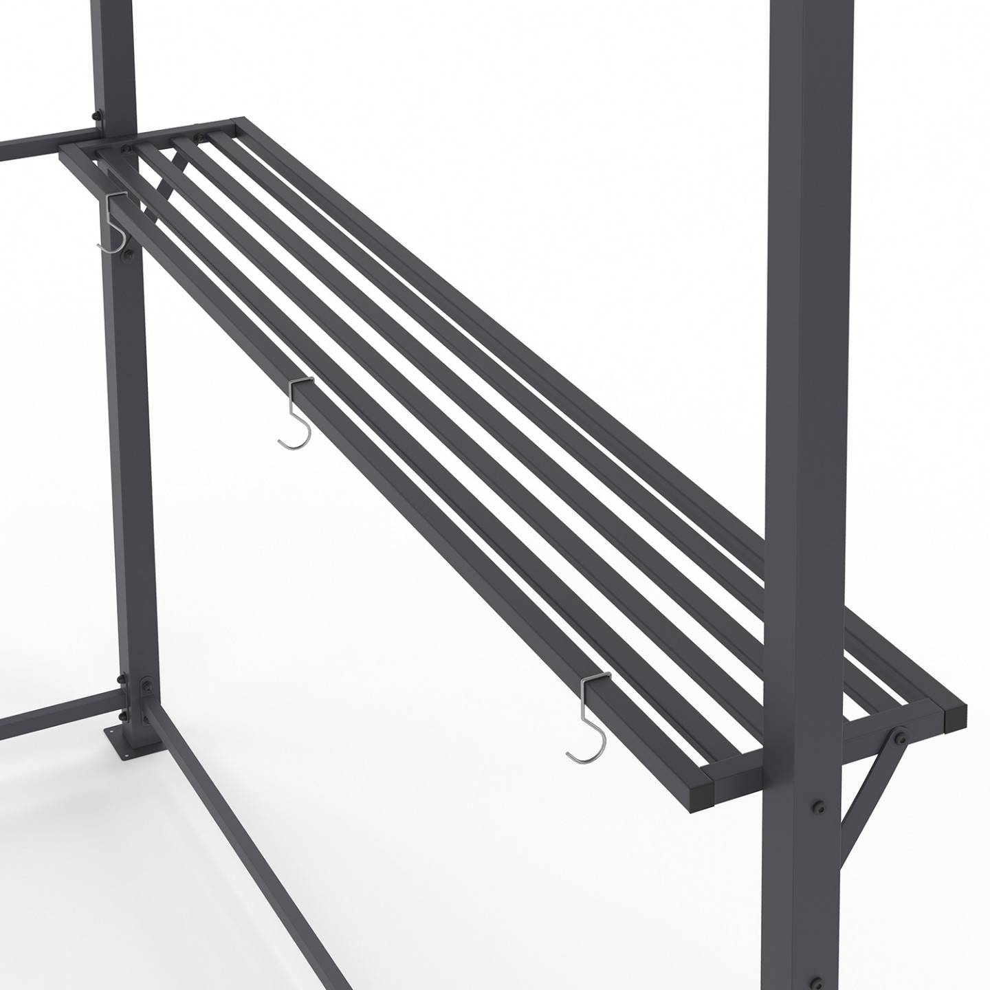 Abri pour barbecue 240 x 150 x 220 cm avec étagères, en métal gris et toit en polycarbonate - Image 5
