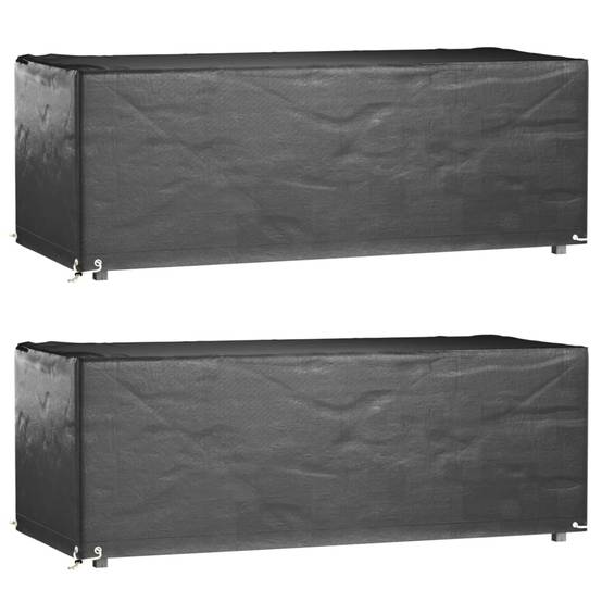 Lot de 2 Bâches Imperméables PE pour Banc de Jardin Protection Anti-UV Mobilier Extérieur Noir 192x82x65 cm – ComfortXL Outdoor Living - Image 1