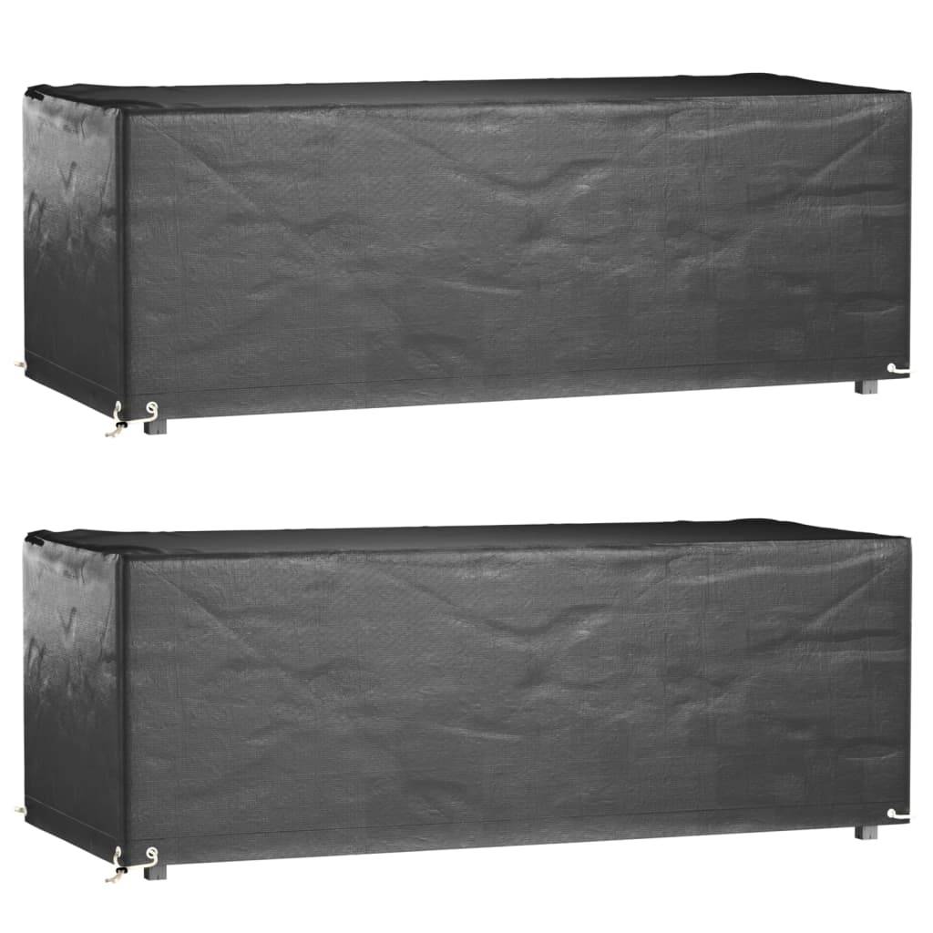 Lot de 2 Bâches Imperméables PE pour Banc de Jardin Protection Anti-UV Mobilier Extérieur Noir 192x82x65 cm – ComfortXL Outdoor Living - Image 1