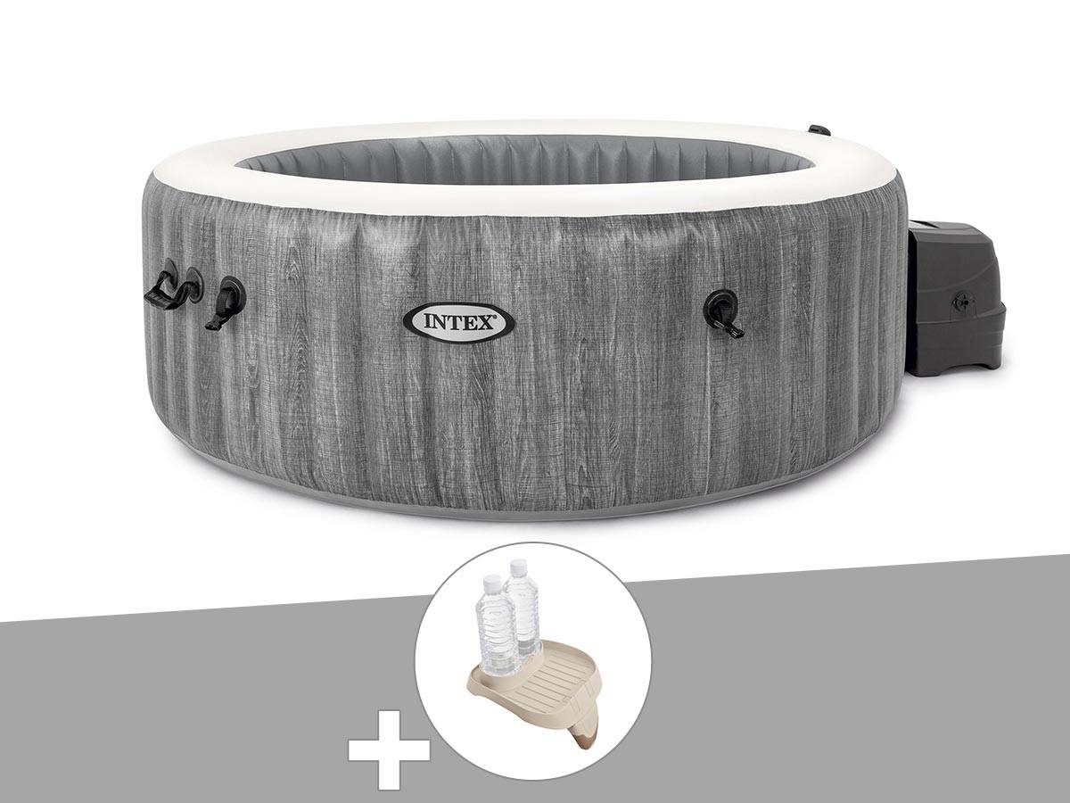 Kit spa gonflable Intex PureSpa Baltik rond Bulles 6 places + Porte-verre - Image 1