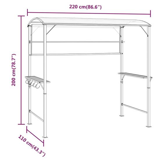 Tonnelle de Barbecue Métal Abri pour Grillade Extérieur Robuste Anthracite 2.2x1.1 m – ComfortXL Outdoor Living - Image 7