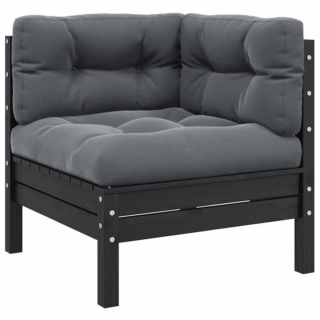 Vidaxl - Canapé 2 places de jardin et coussins Noir Bois de pin solide vidaXL 806650 - Image 9