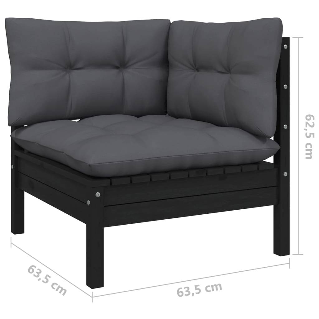 Vidaxl - Canapé 2 places de jardin et coussins Noir Bois de pin solide vidaXL 806650 - Image 8