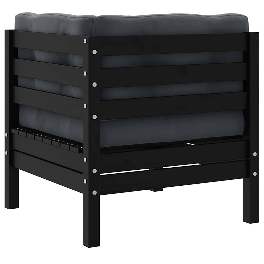Vidaxl - Canapé 2 places de jardin et coussins Noir Bois de pin solide vidaXL 806650 - Image 5