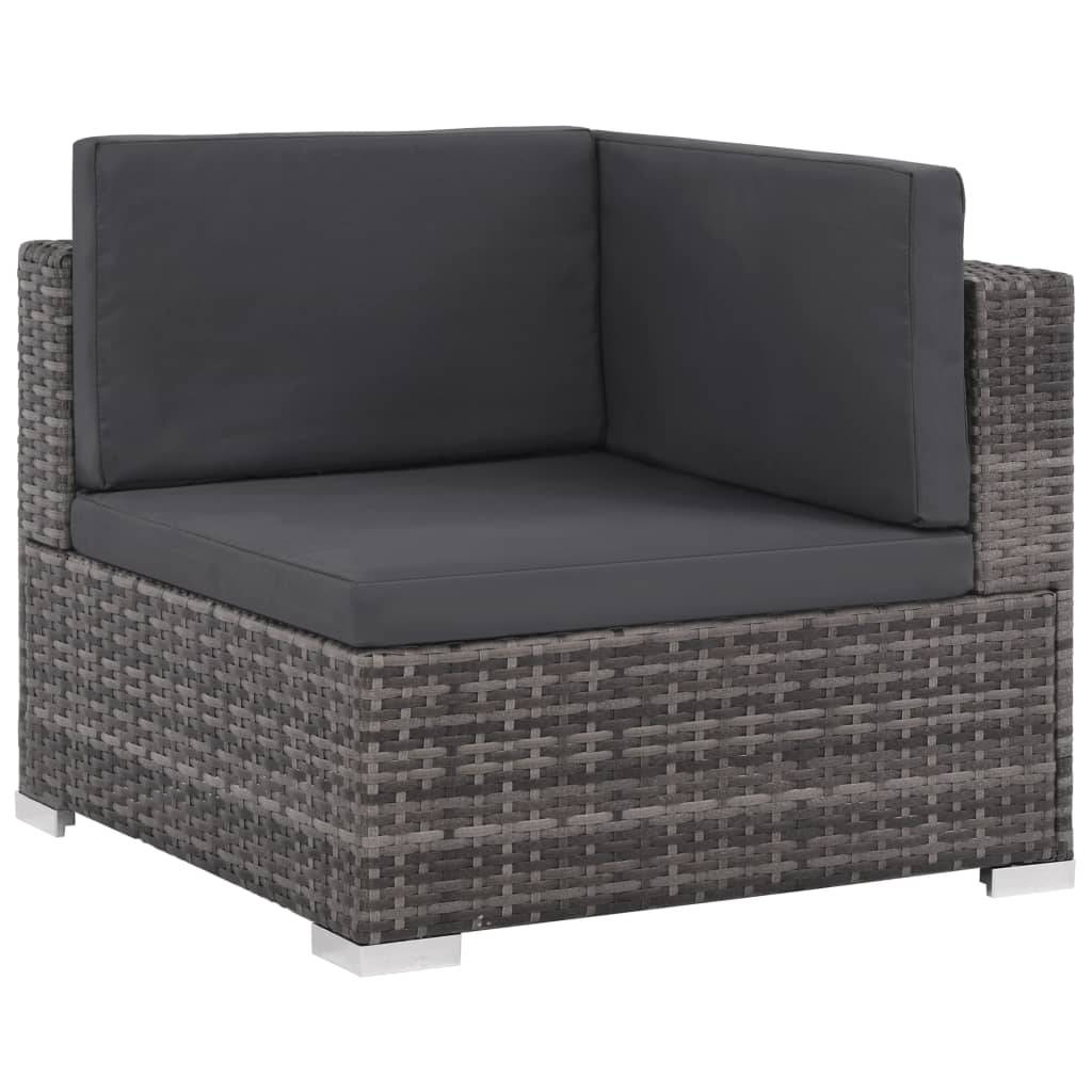 Helloshop26 - Salon de jardin meuble d'extérieur ensemble de mobilier 6 pièces avec coussins résine tressée gris - Image 3