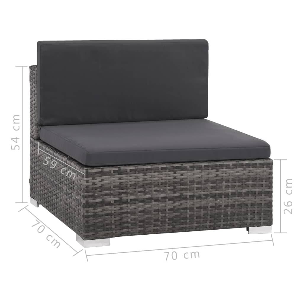 Helloshop26 - Salon de jardin meuble d'extérieur ensemble de mobilier 6 pièces avec coussins résine tressée gris - Image 8