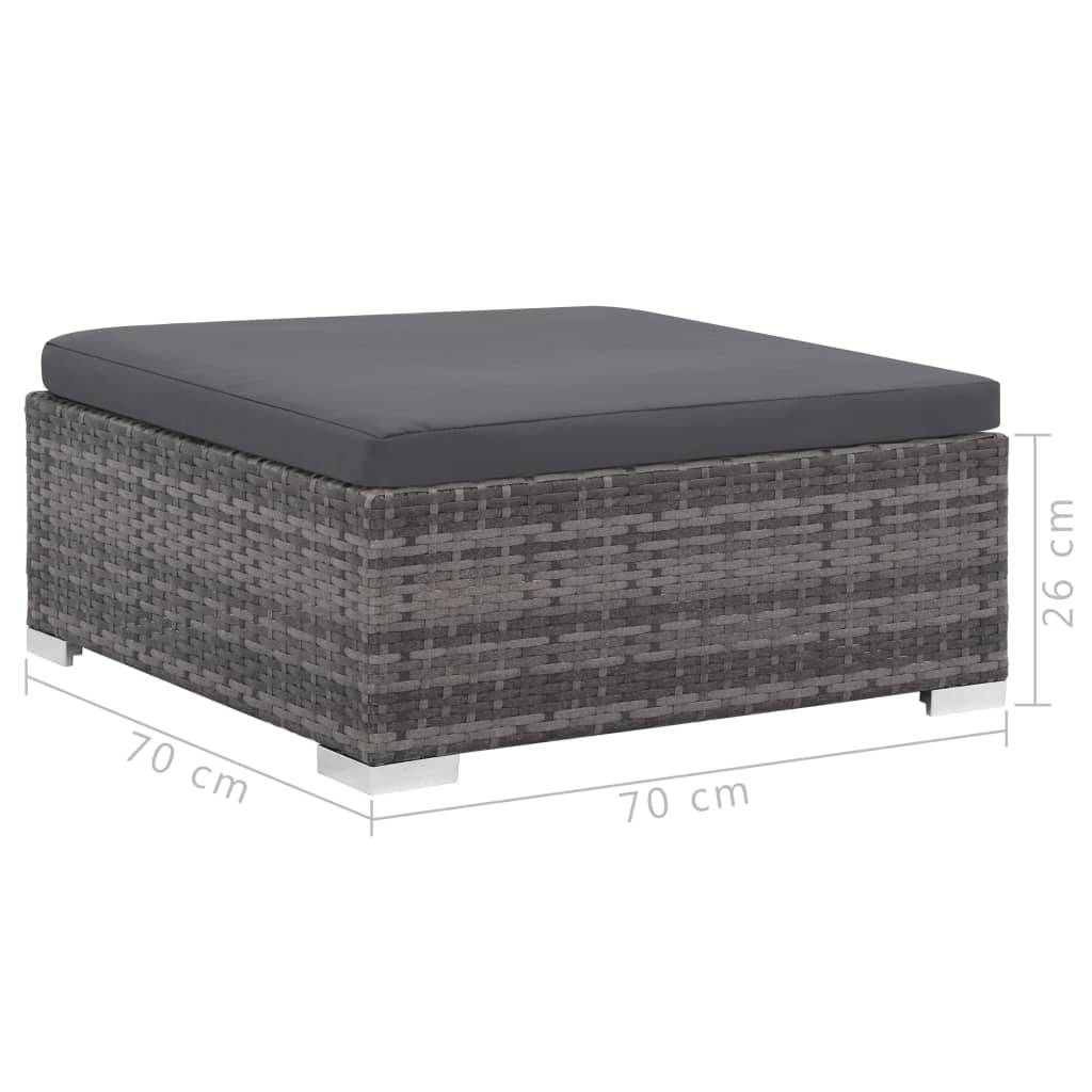 Helloshop26 - Salon de jardin meuble d'extérieur ensemble de mobilier 6 pièces avec coussins résine tressée gris - Image 9