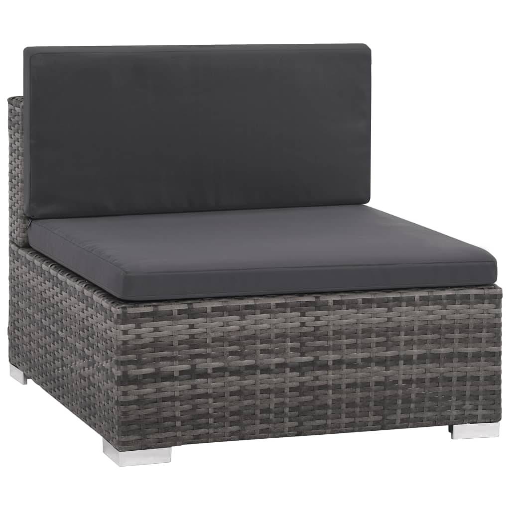 Helloshop26 - Salon de jardin meuble d'extérieur ensemble de mobilier 6 pièces avec coussins résine tressée gris - Image 4