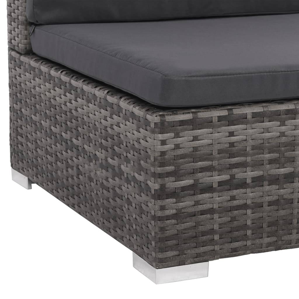 Helloshop26 - Salon de jardin meuble d'extérieur ensemble de mobilier 6 pièces avec coussins résine tressée gris - Image 5