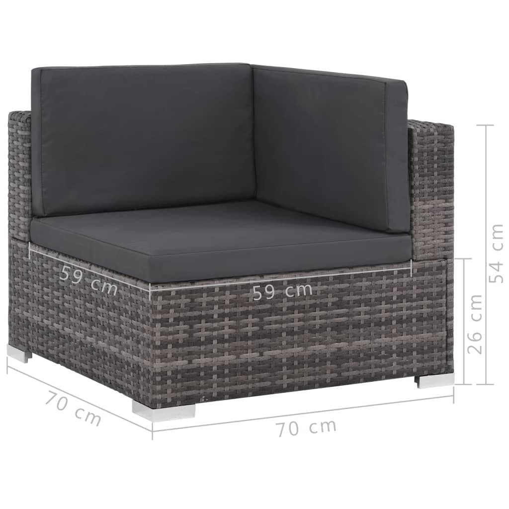 Helloshop26 - Salon de jardin meuble d'extérieur ensemble de mobilier 6 pièces avec coussins résine tressée gris - Image 7
