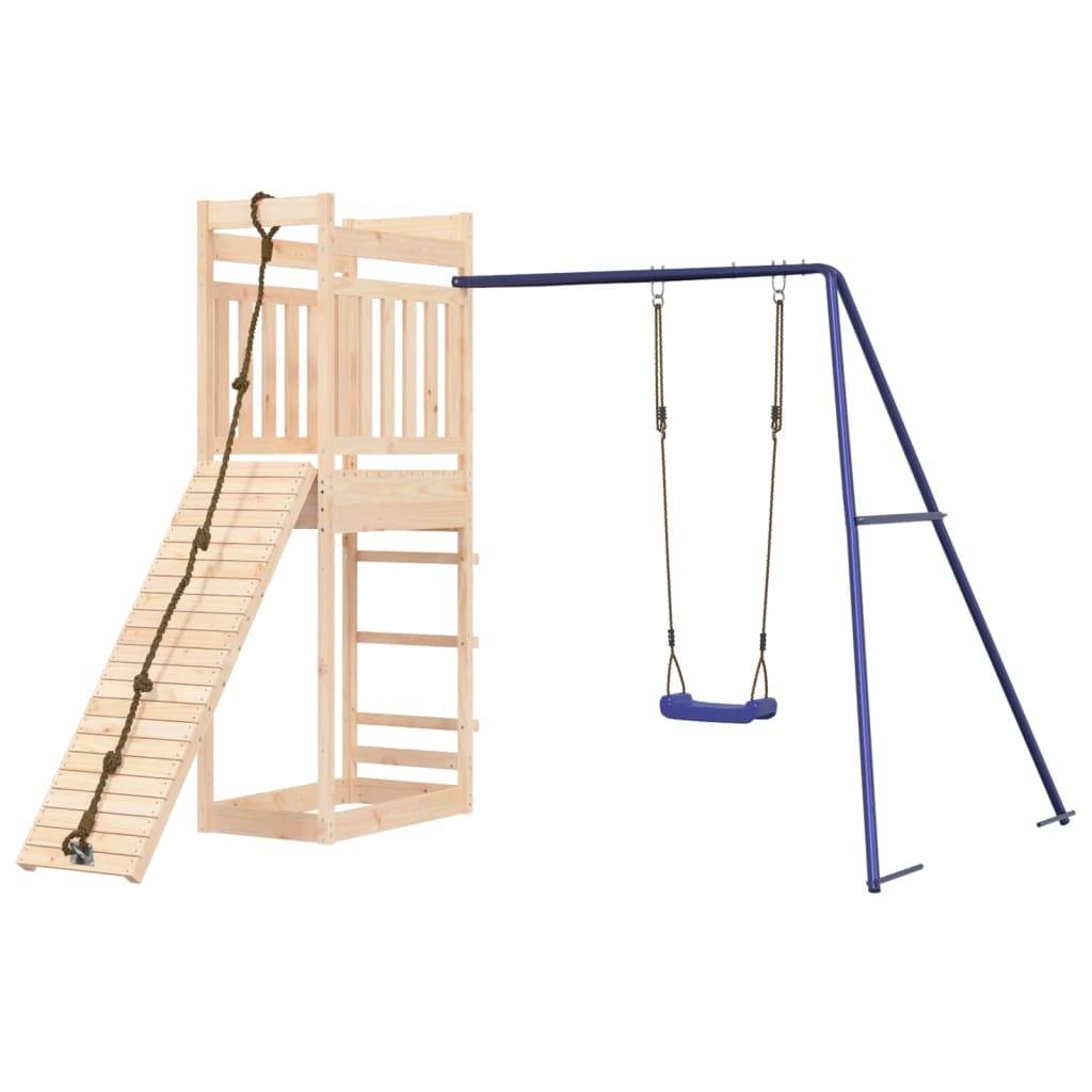 Helloshop26 - Aire de jeux d'extérieur balançoires toboggan portiques robuste jeux jardin 243 x 256 x 207 cm bois de pin massif - Image 1