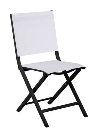 Proloisirs - Chaise pliante - THEMA - Aluminium époxy graphite - Toile TPEP chiné blanc