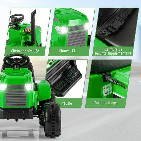 Quad Electrique Enfant Tracteur Électrique Enfant 12V Avec Remorque Quad Electrique Enfant Tracteur Électrique Enfant 12V Avec Remorque