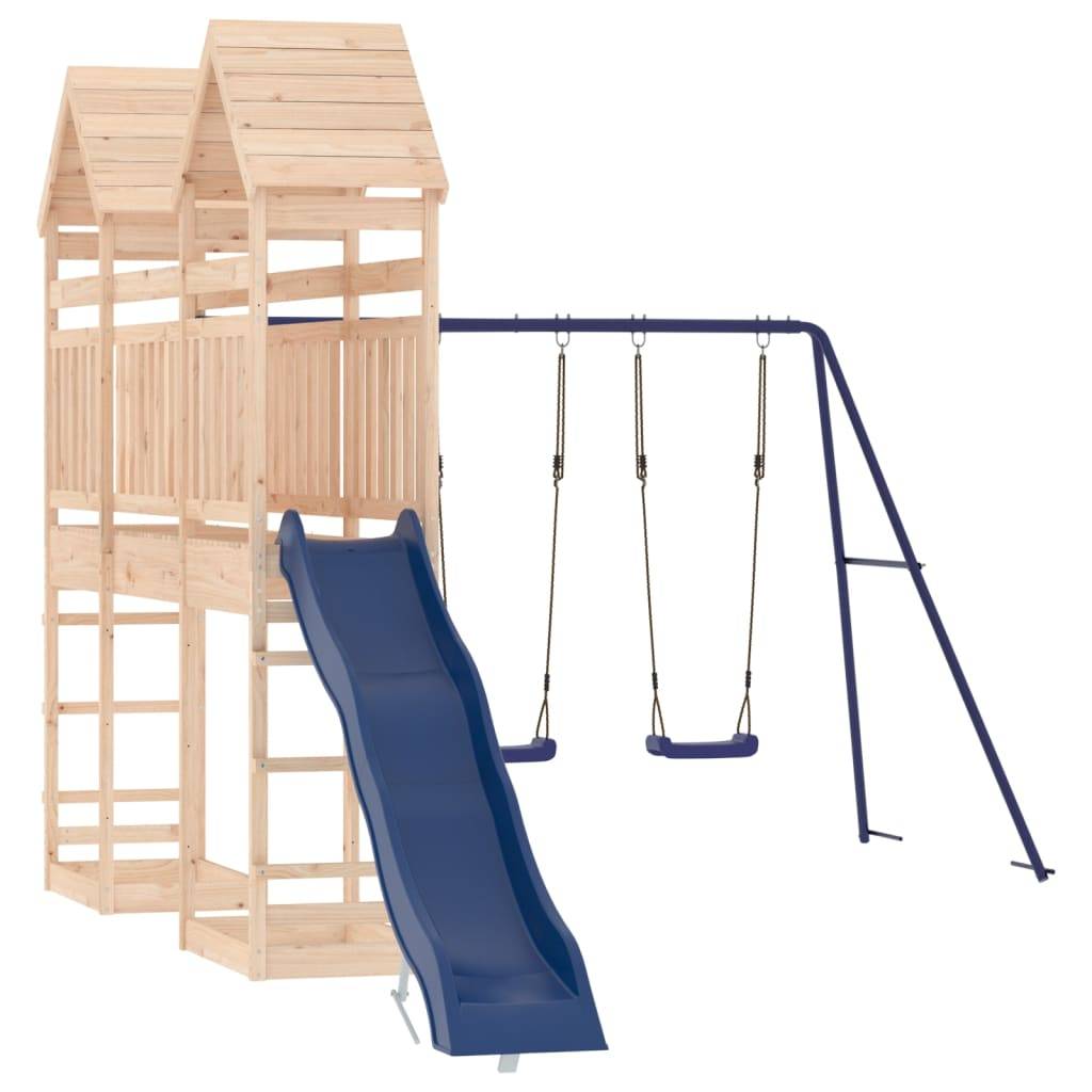Helloshop26 - Aire de jeux d'extérieur balançoires toboggan portiques robuste jeux jardin 315 x 558 x 264 cm bois de pin massif - Image 1