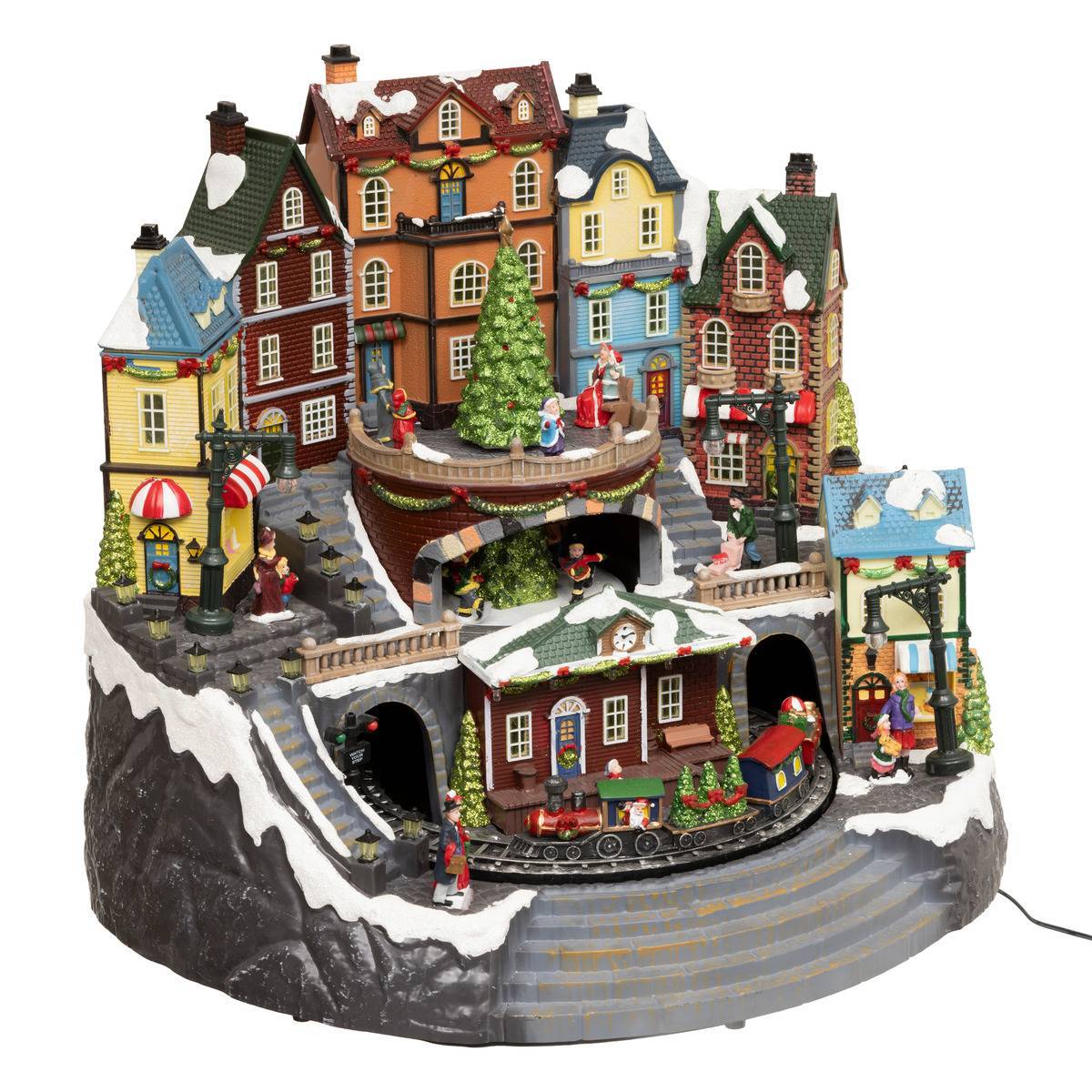 Village lumineux gare et sapin 39 LED musical  FEERIC LIGHTS & CHRISTMAS - Image 1