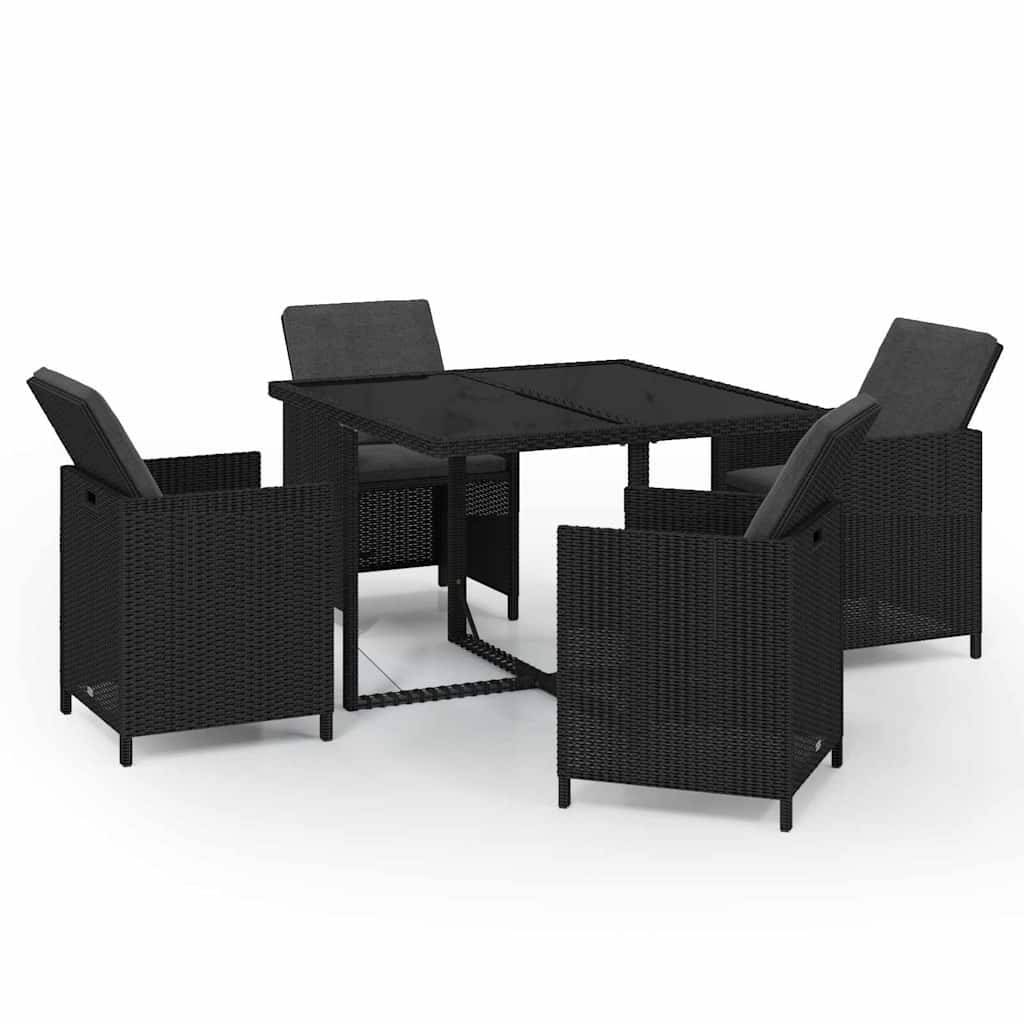 Vidaxl - Ensemble à dîner de jardin avec coussins 5 pcs-Salons de jardin poly rotin noir 464434 - Image 2