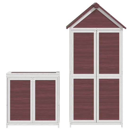 Ensemble de remise à outils de jardin 2 pcs moka pin massif 79 x 53 x 185 cm, 79 x 40 x 81 cm - PANGIVO - Image 6