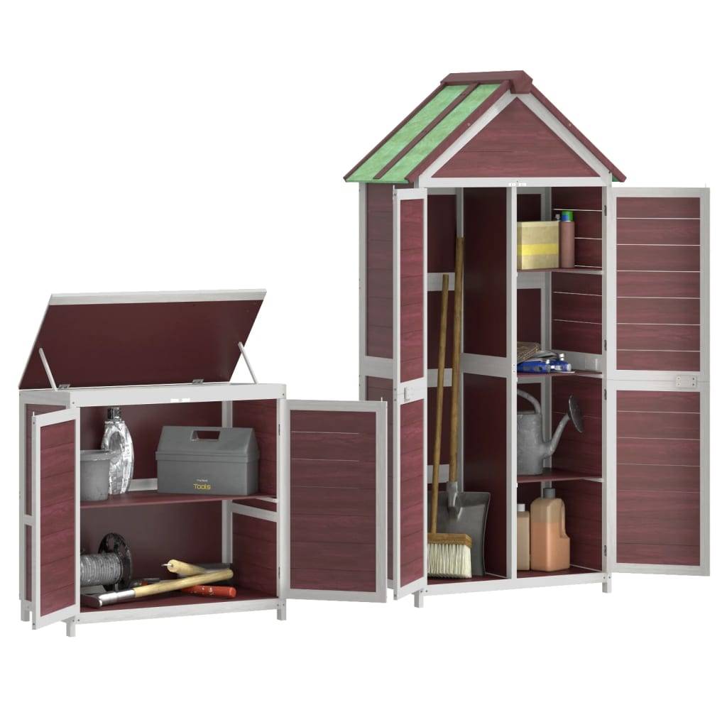 Ensemble de remise à outils de jardin 2 pcs moka pin massif 79 x 53 x 185 cm, 79 x 40 x 81 cm - PANGIVO - Image 4