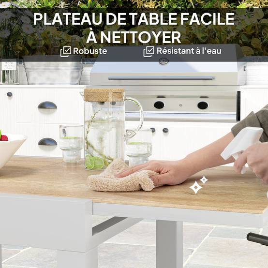 Table de jardin extensible aluminium naturel 160 x 80 x 75 cm - PANGIVO - Image 8