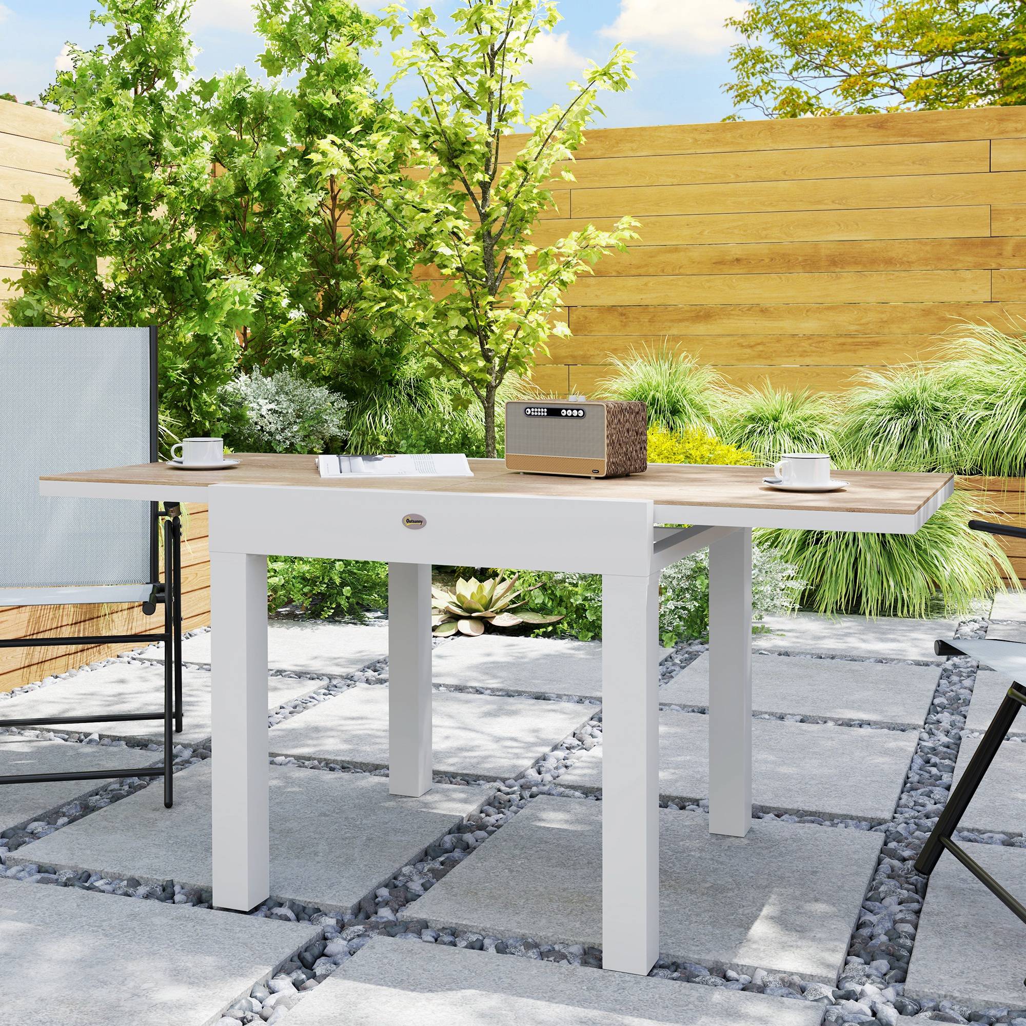 Table de jardin extensible aluminium naturel 160 x 80 x 75 cm - PANGIVO - Image 10